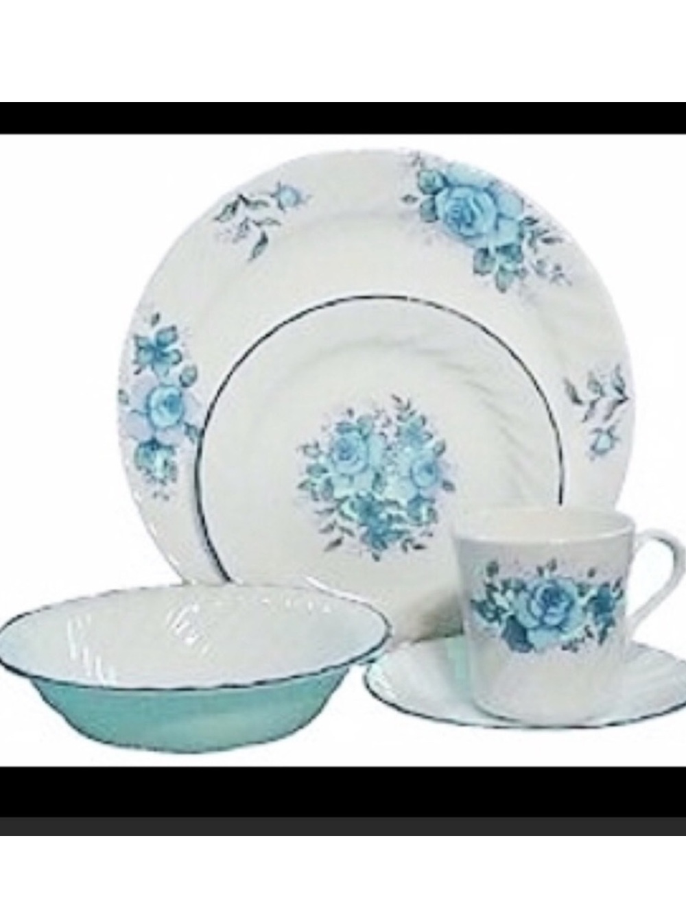 Vintage Corelle Blue Velvet Blue Rose Set